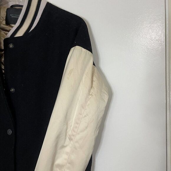 NEW! Scotch & Soda Black longline wool blend varsity snap jacket size XS $275 - Picture 5 of 7